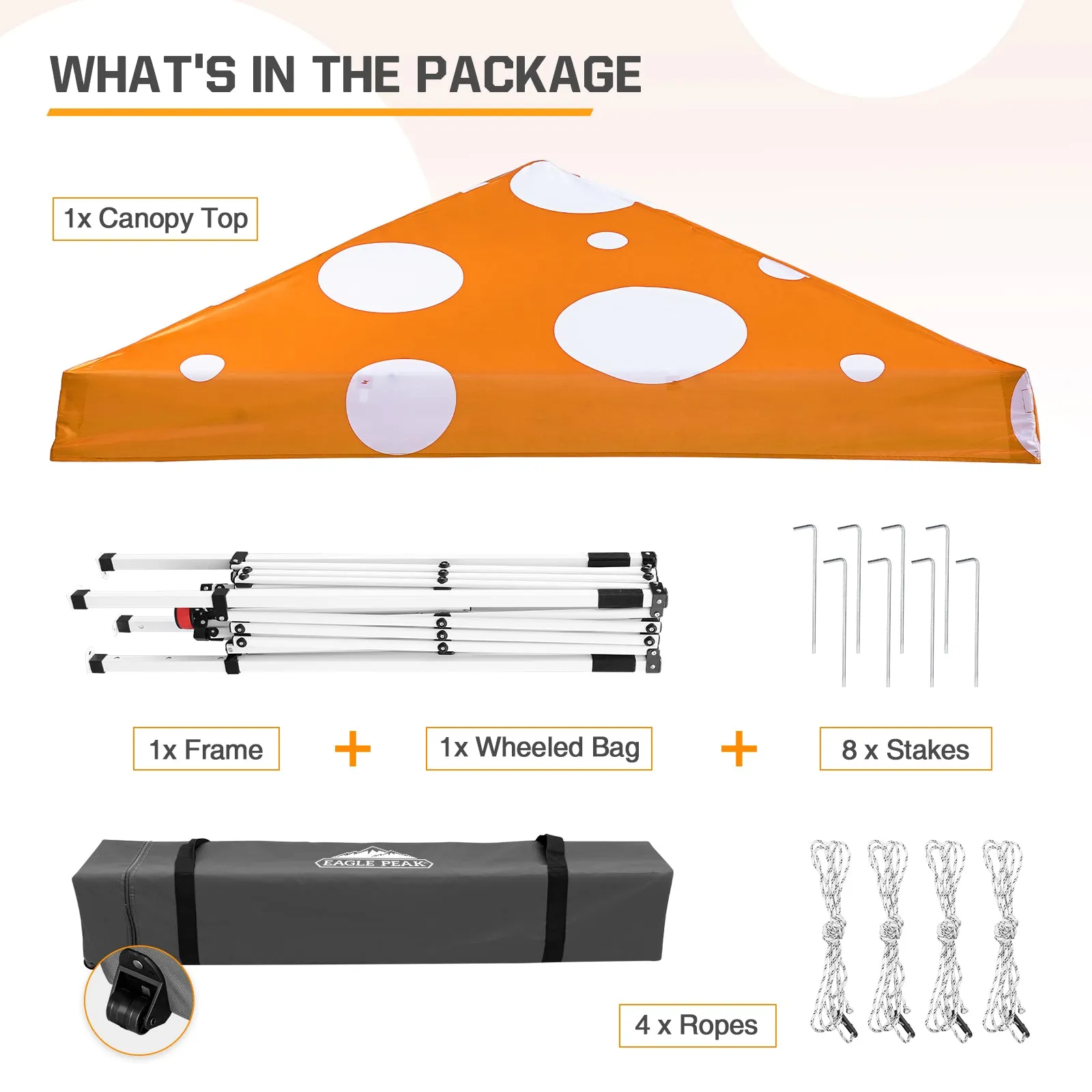 10x10 Slant Leg Pop-up Canopy Tent, 10x10 Base 8x8 Top (Orange Mushroom)