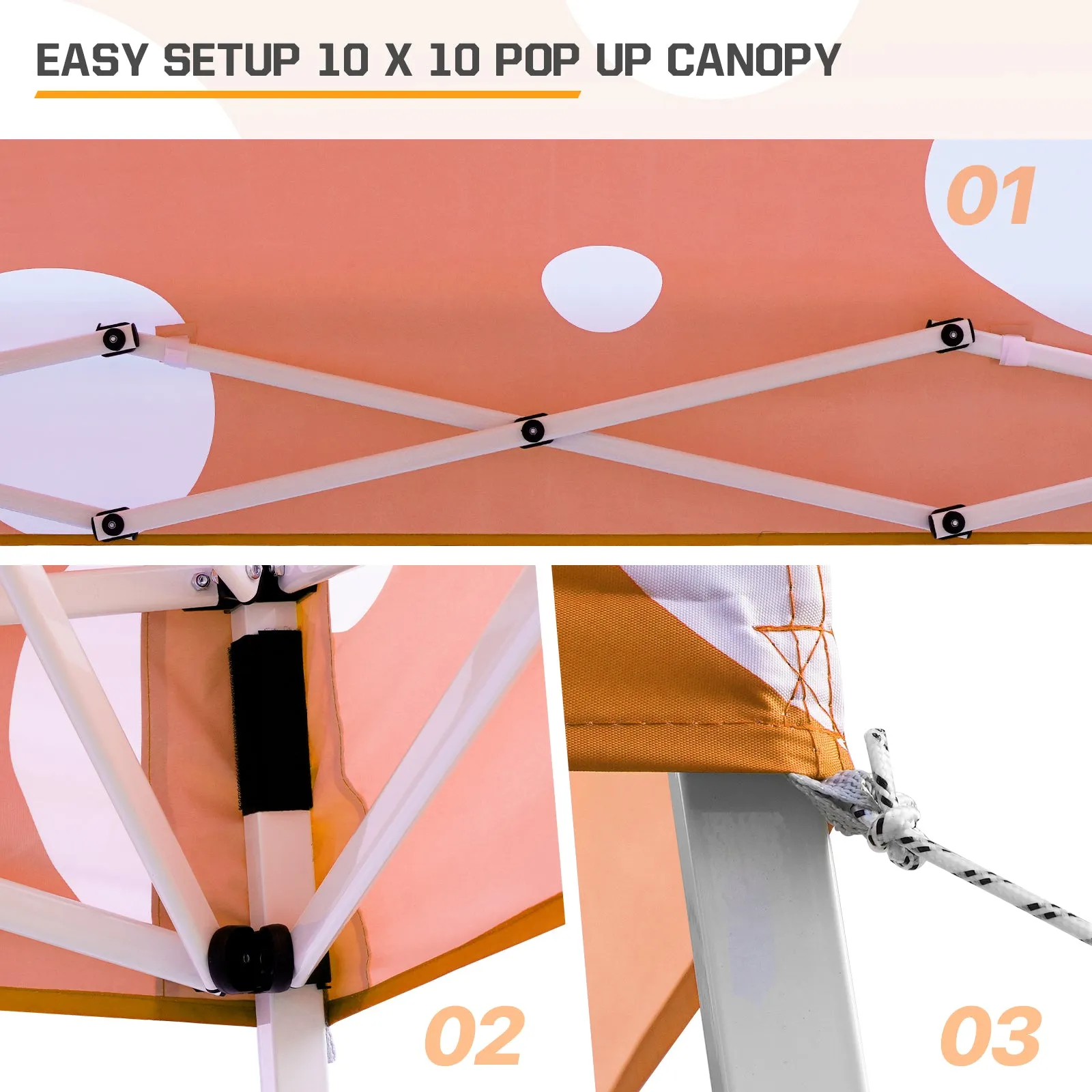 10x10 Slant Leg Pop-up Canopy Tent, 10x10 Base 8x8 Top (Orange Mushroom)