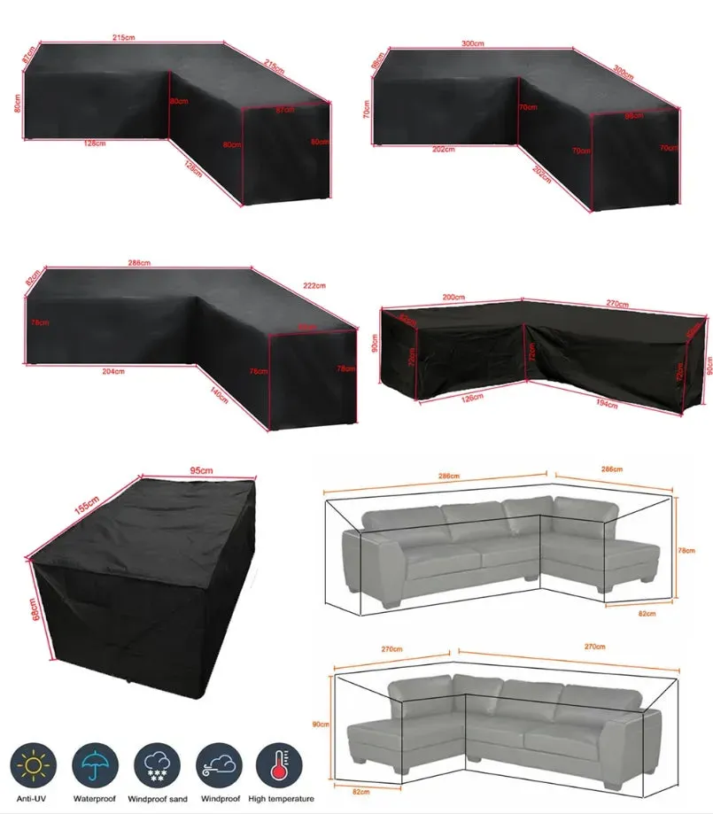 12 Size Waterproof l Shape Rattan Corner Furniture Cover Garden Patio Outdoor Sofa Protector Anti-dust All-purpose Covers