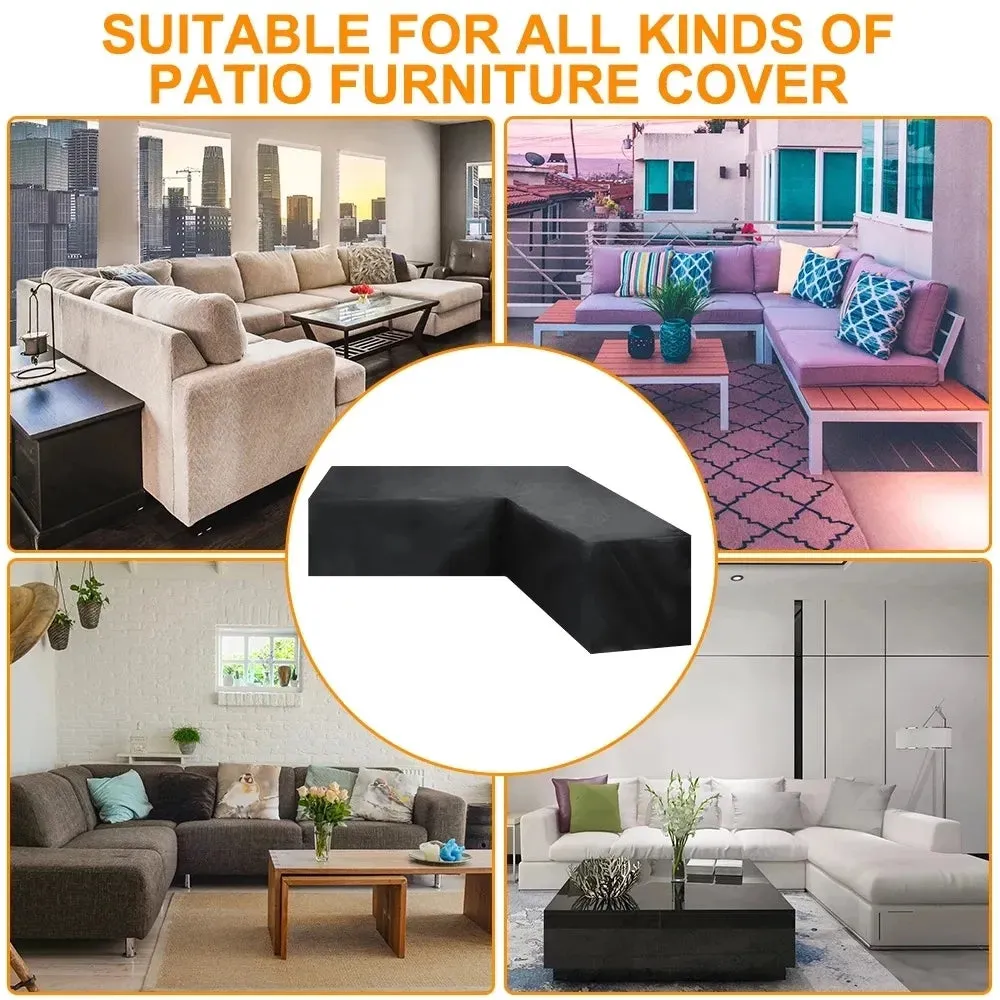 12 Size Waterproof l Shape Rattan Corner Furniture Cover Garden Patio Outdoor Sofa Protector Anti-dust All-purpose Covers