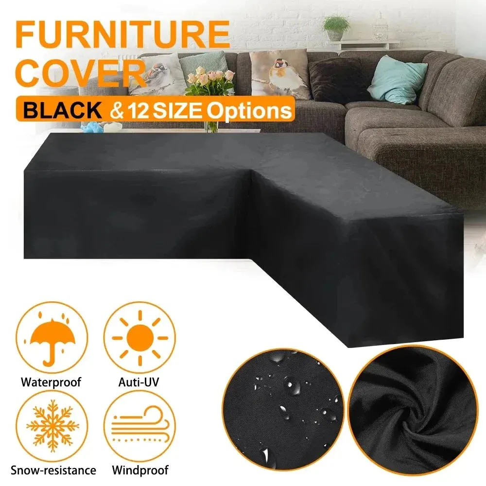12 Size Waterproof l Shape Rattan Corner Furniture Cover Garden Patio Outdoor Sofa Protector Anti-dust All-purpose Covers