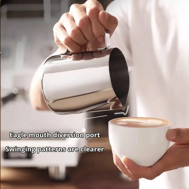 1pc Silver Stainless Steel Steaming Coffee Latte Milk Frothing Pitcher
