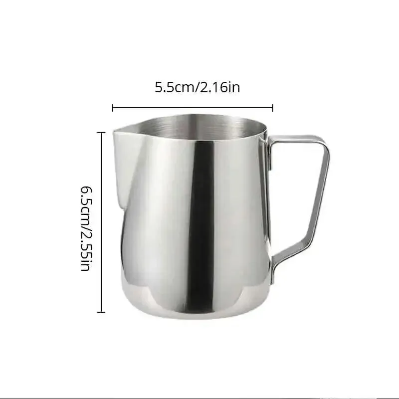 1pc Silver Stainless Steel Steaming Coffee Latte Milk Frothing Pitcher