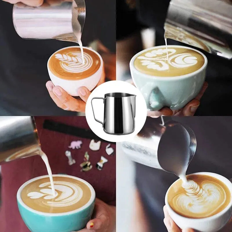 1pc Silver Stainless Steel Steaming Coffee Latte Milk Frothing Pitcher