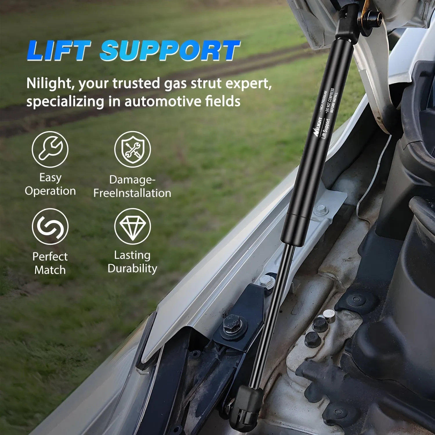 2 PCS Lift Support Struts Replacement for Jeep Grand Cherokee 1999-2004 Front Hood Gas Springs Shock Rods