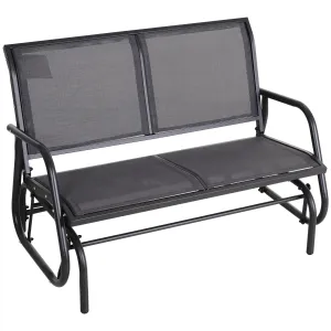 2-Person Outdoor Glider Bench, Gray, with Powder-Coated Steel Frame