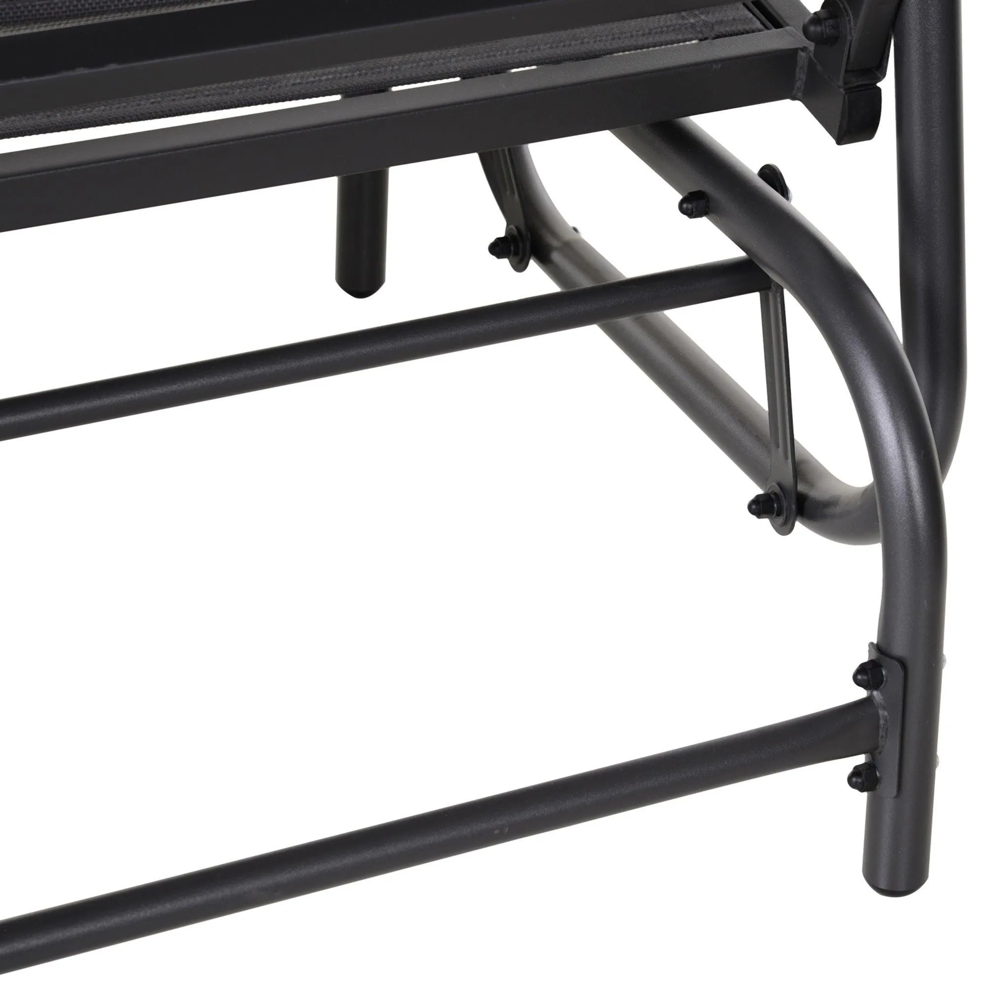 2-Person Outdoor Glider Bench, Gray, with Powder-Coated Steel Frame