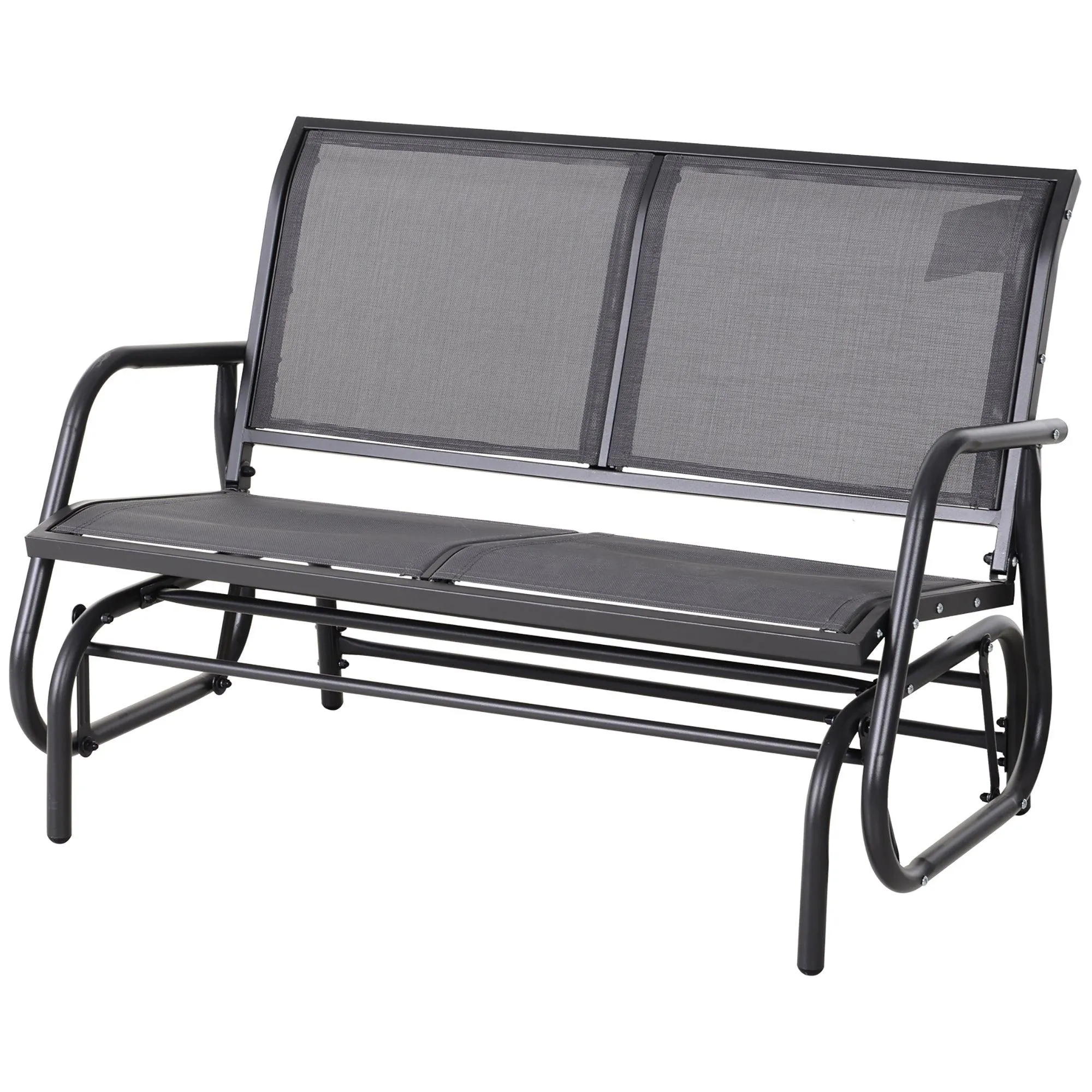 2-Person Outdoor Glider Bench, Gray, with Powder-Coated Steel Frame