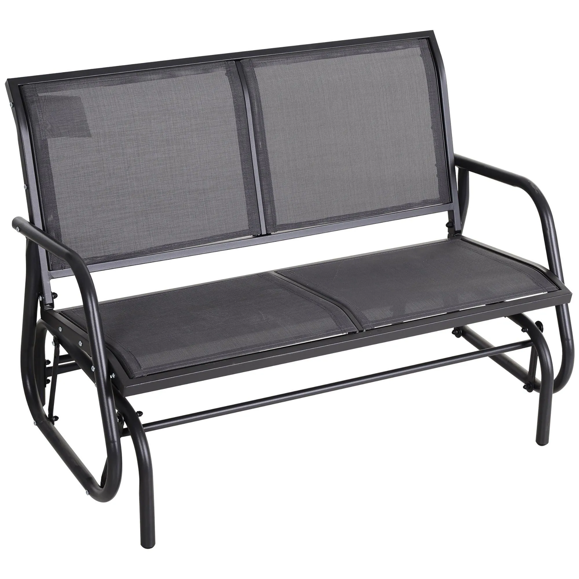 2-Person Outdoor Glider Bench, Gray, with Powder-Coated Steel Frame