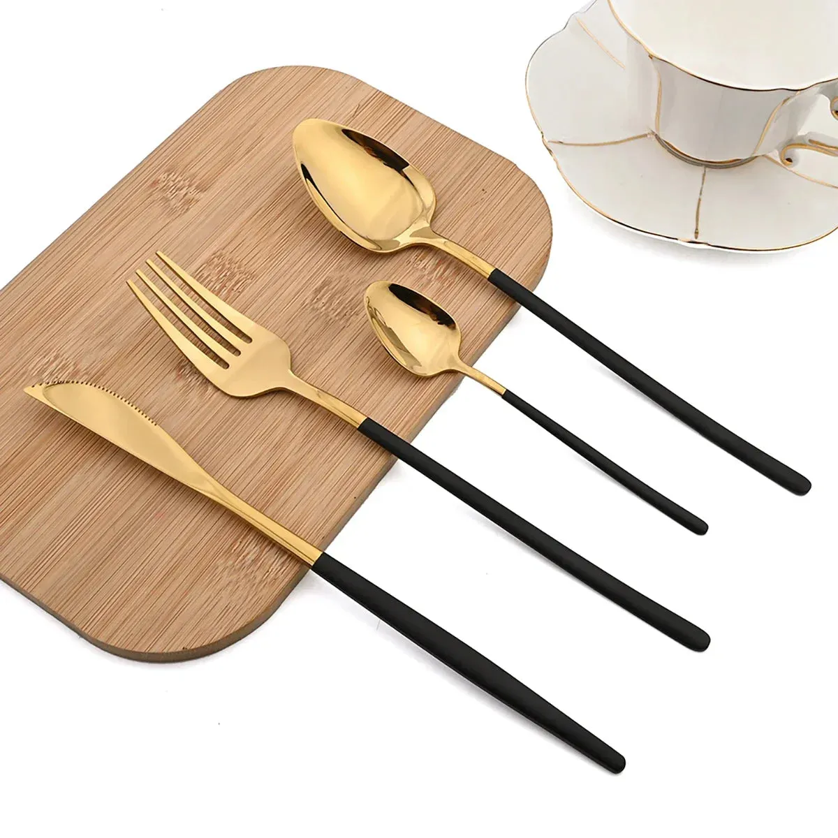 24 Piece Gold Stainless Steel Cutlery Set For Kitchen And Dining