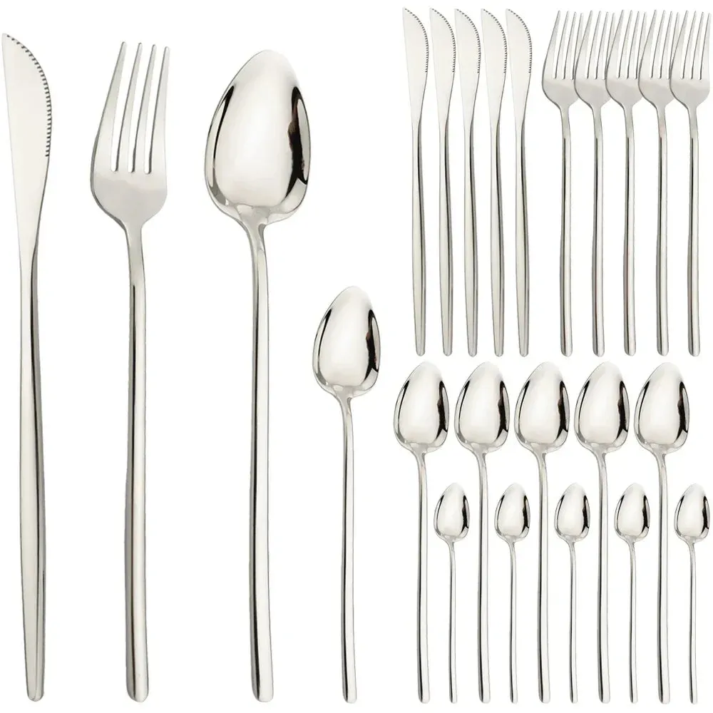 24 Piece Gold Stainless Steel Cutlery Set For Kitchen And Dining