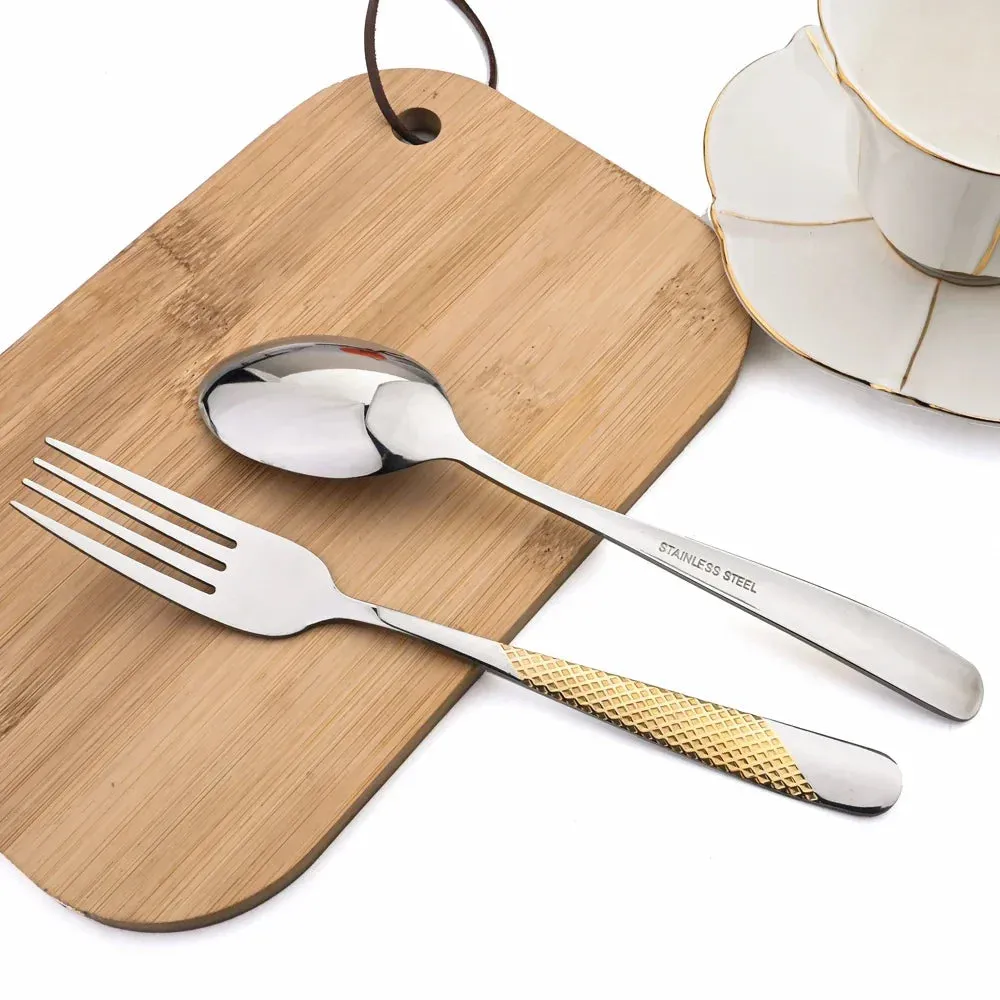 24 Piece Stainless Steel Gold Cutlery Set For Western Dining