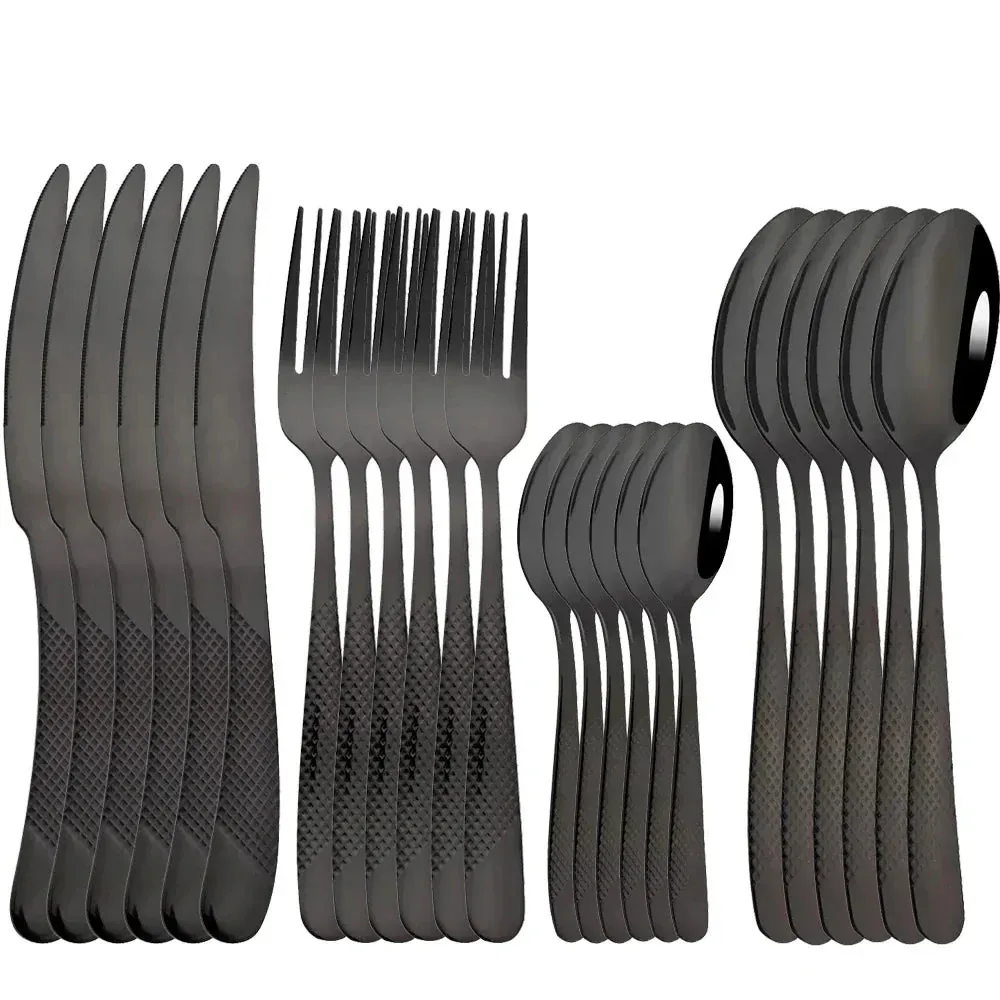 24 Piece Stainless Steel Gold Cutlery Set For Western Dining