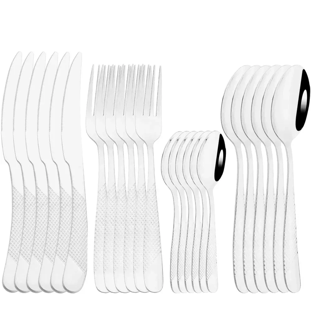 24 Piece Stainless Steel Gold Cutlery Set For Western Dining