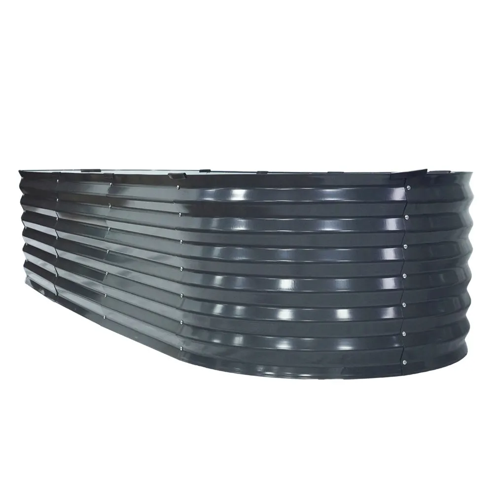 2x Raised Green Fingers Garden Bed | 240x80x42cm | Oval Planter Box Container | Galvanised