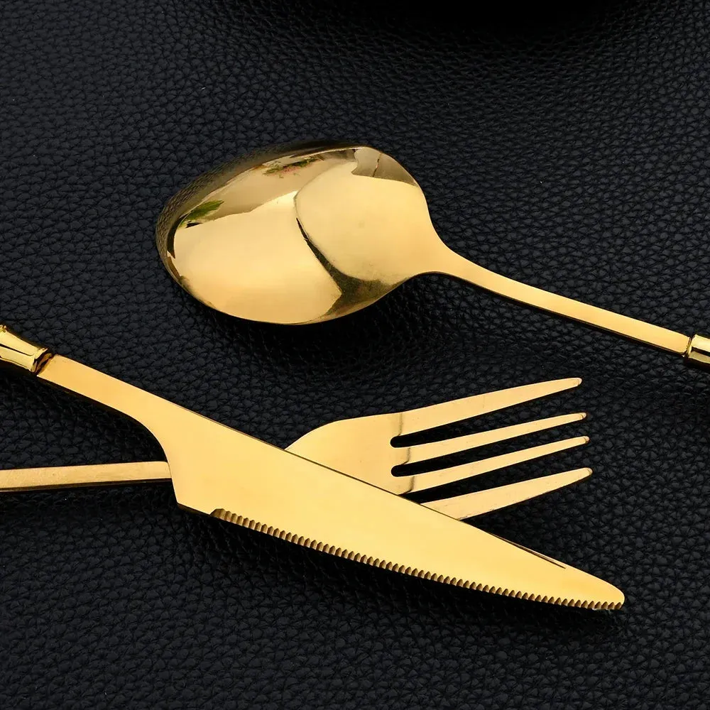 30 Piece Stainless Steel Ceramic Handle Flatware Set