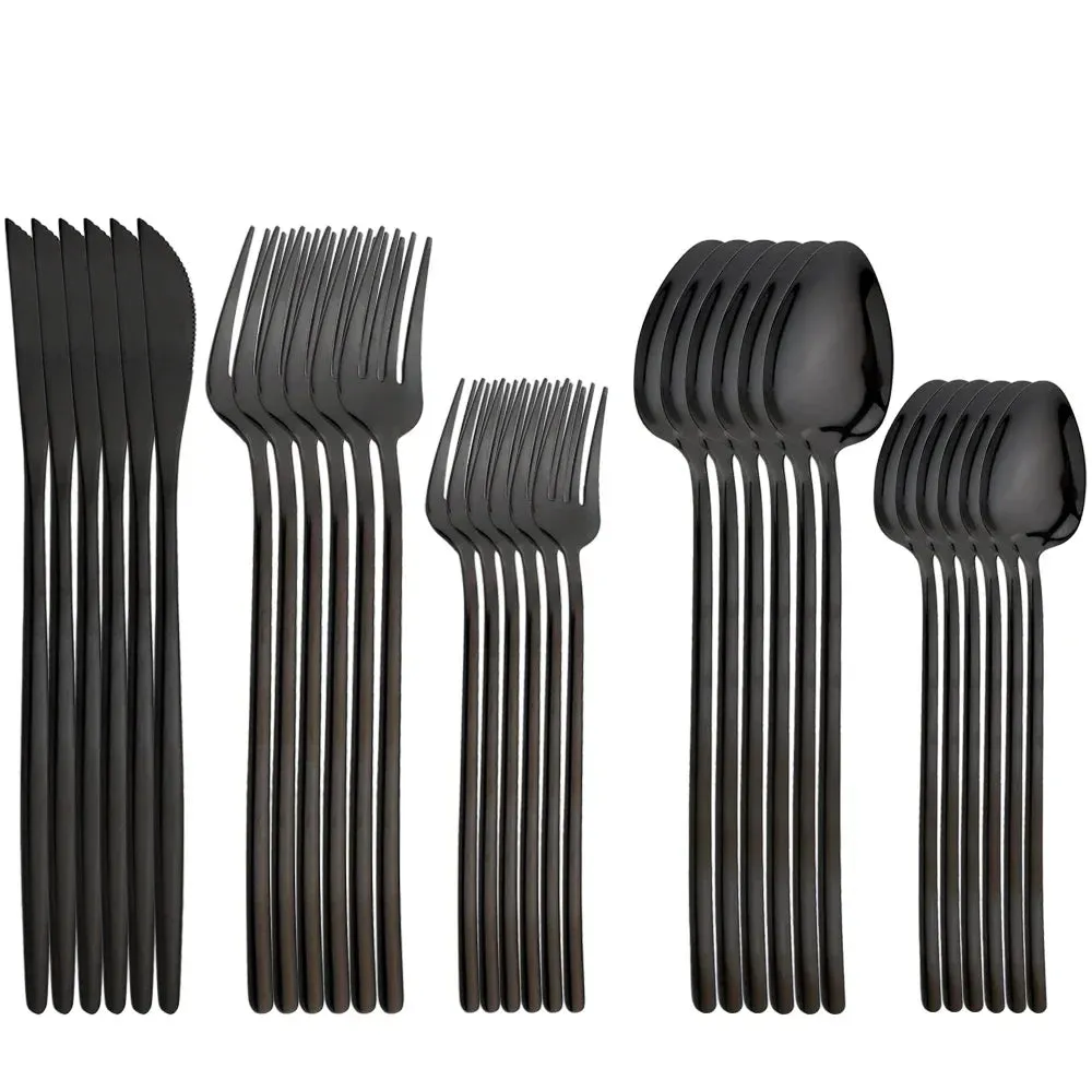 30 Piece Stainless Steel Cutlery Set Elegant Gold Flatware For Western Dining