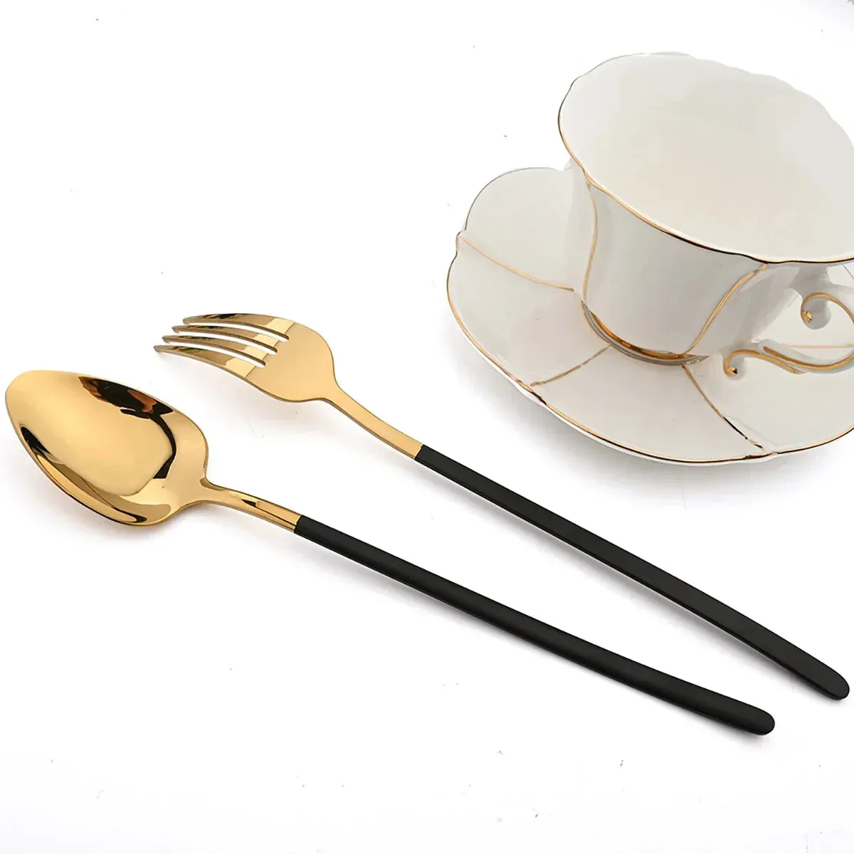 30 Piece Stainless Steel Cutlery Set Elegant Gold Flatware For Western Dining