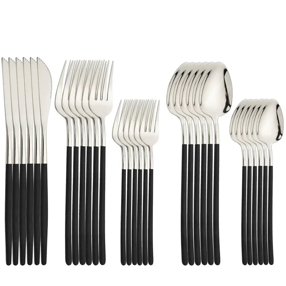30 Piece Stainless Steel Cutlery Set Elegant Gold Flatware For Western Dining