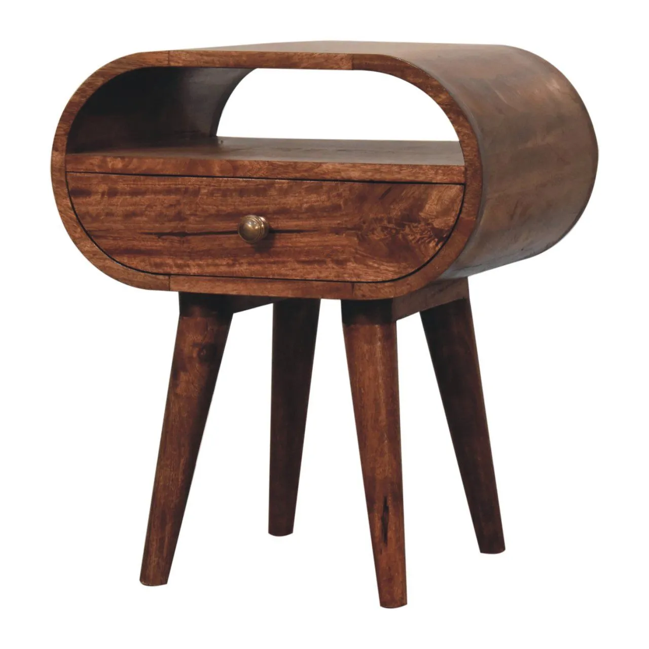 Artisan Furniture Circular Bedside Table With Open Slot - Caramel by Couch.com