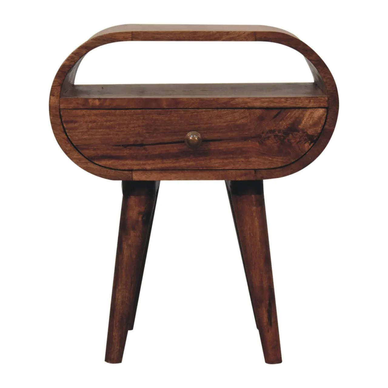 Artisan Furniture Circular Bedside Table With Open Slot - Caramel by Couch.com