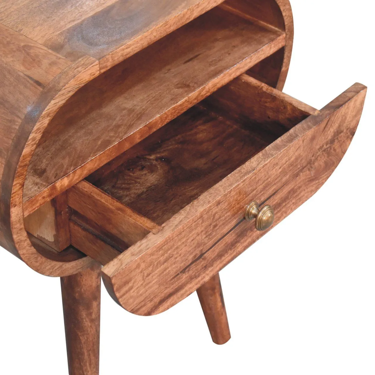 Artisan Furniture Circular Bedside Table With Open Slot - Caramel by Couch.com