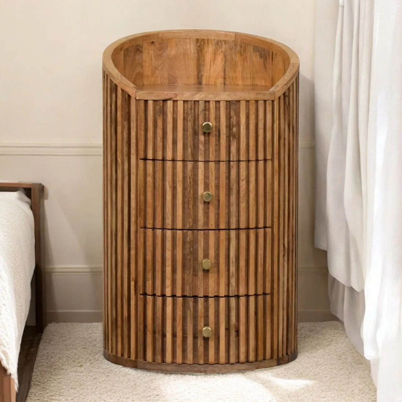 Artisan Furniture Soba - Bedside Table, 4 Drawer - Oak by Couch.com