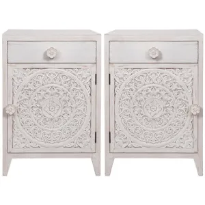 Bedside Carved White