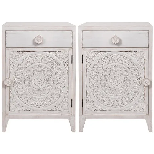 Bedside Carved White