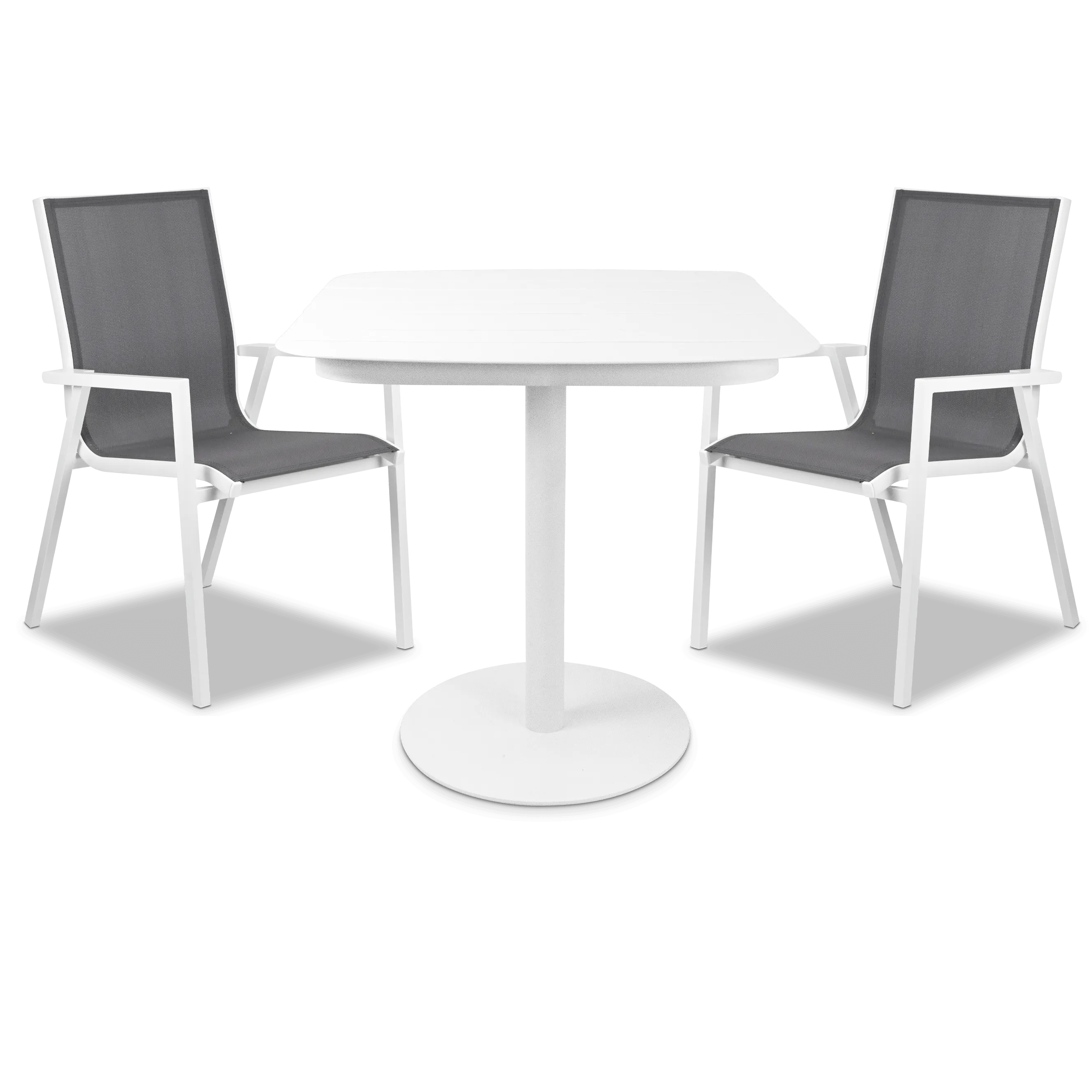 Cafe Collection Square 3pc Dining Suite in Arctic White with Aluminium Chairs