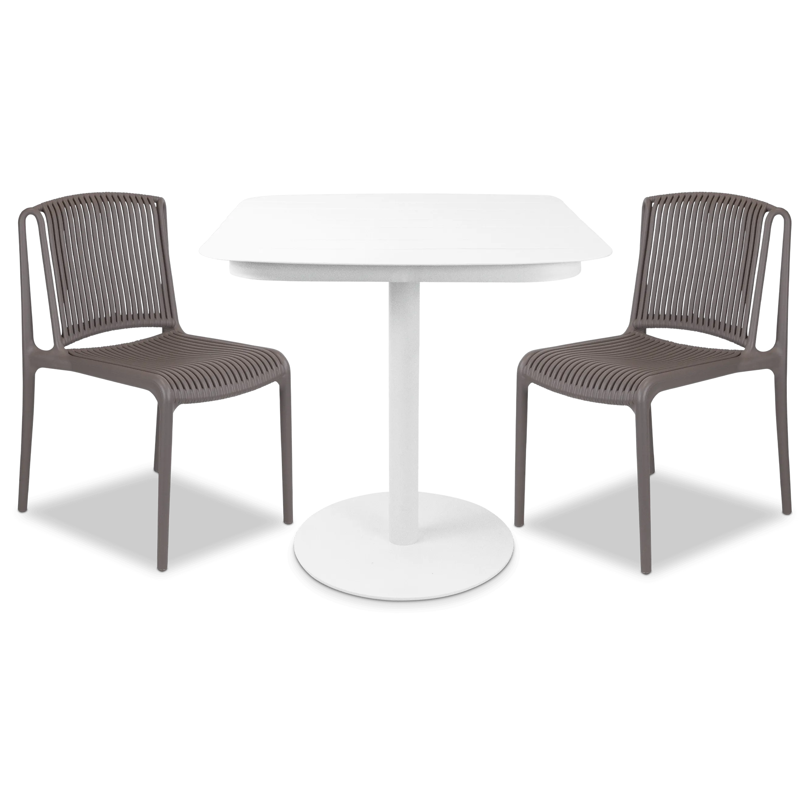 Cafe Collection Square 3pc Dining Suite in Arctic White with UV Plastic Chairs (PP)