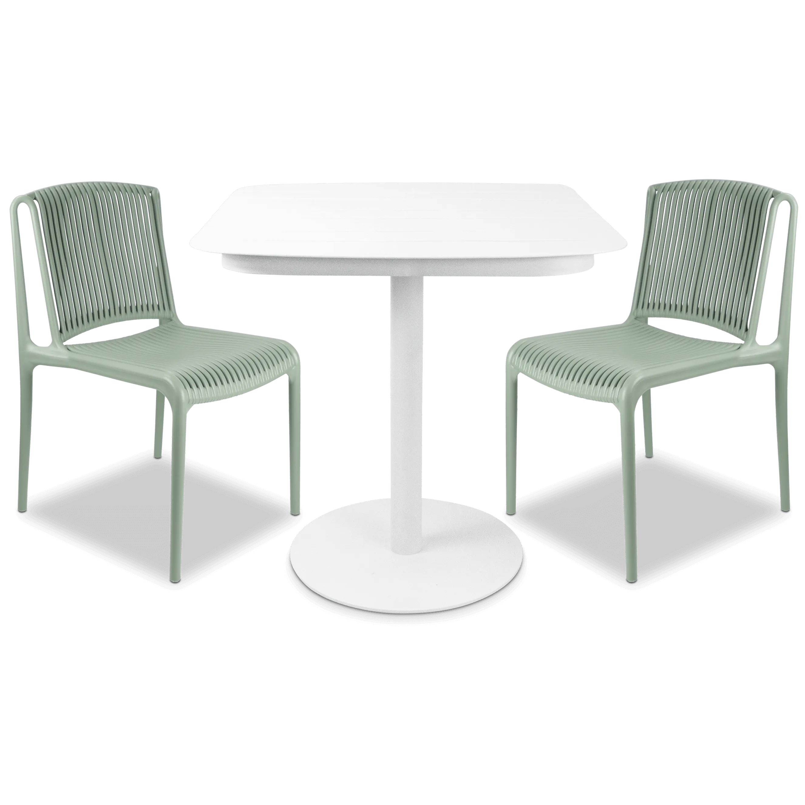 Cafe Collection Square 3pc Dining Suite in Arctic White with UV Plastic Chairs (PP)