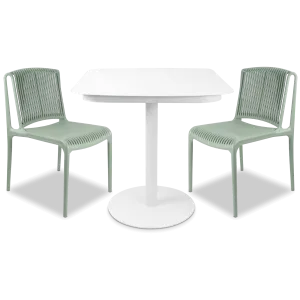 Cafe Collection Square 3pc Dining Suite in Arctic White with UV Plastic Chairs (PP)