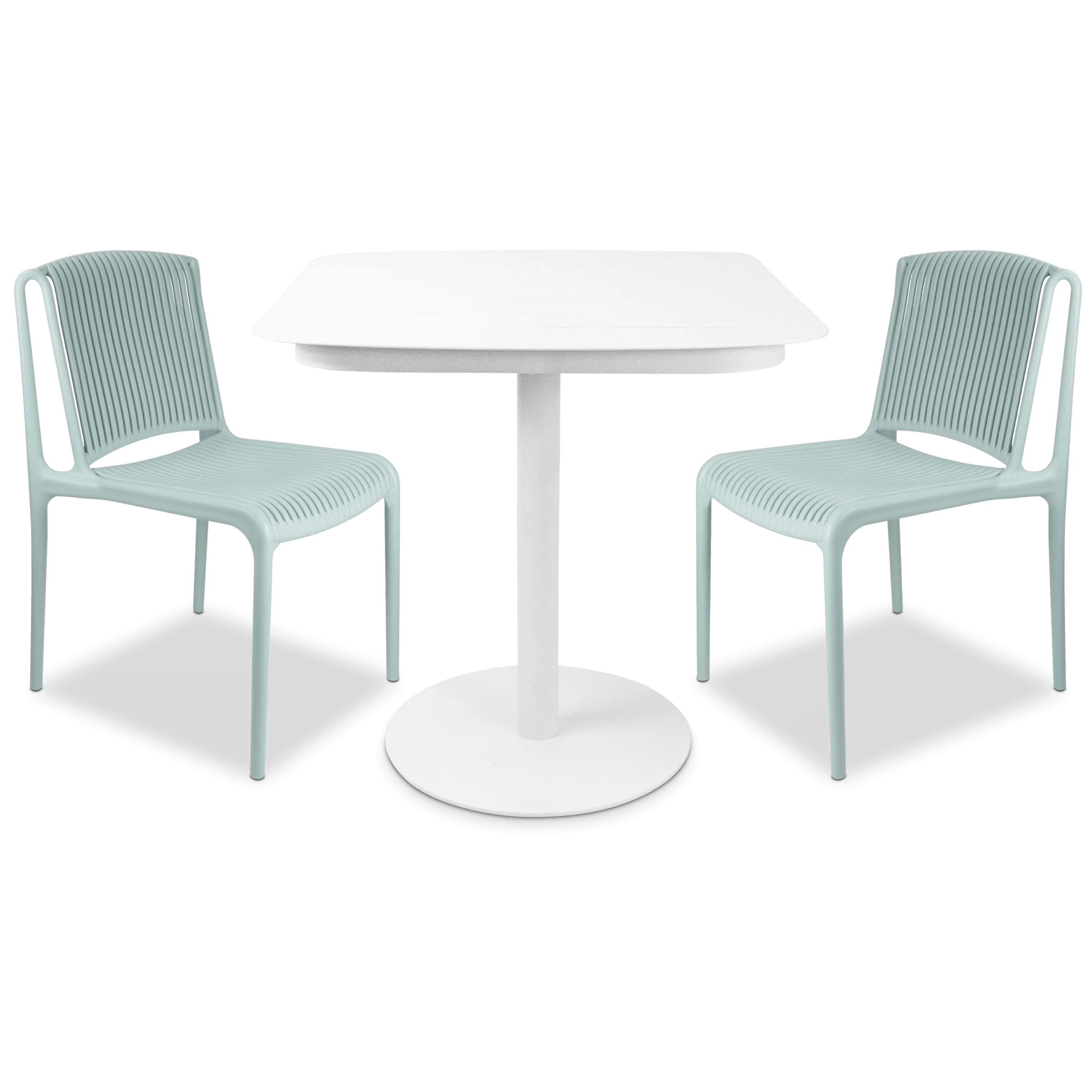 Cafe Collection Square 3pc Dining Suite in Arctic White with UV Plastic Chairs (PP)