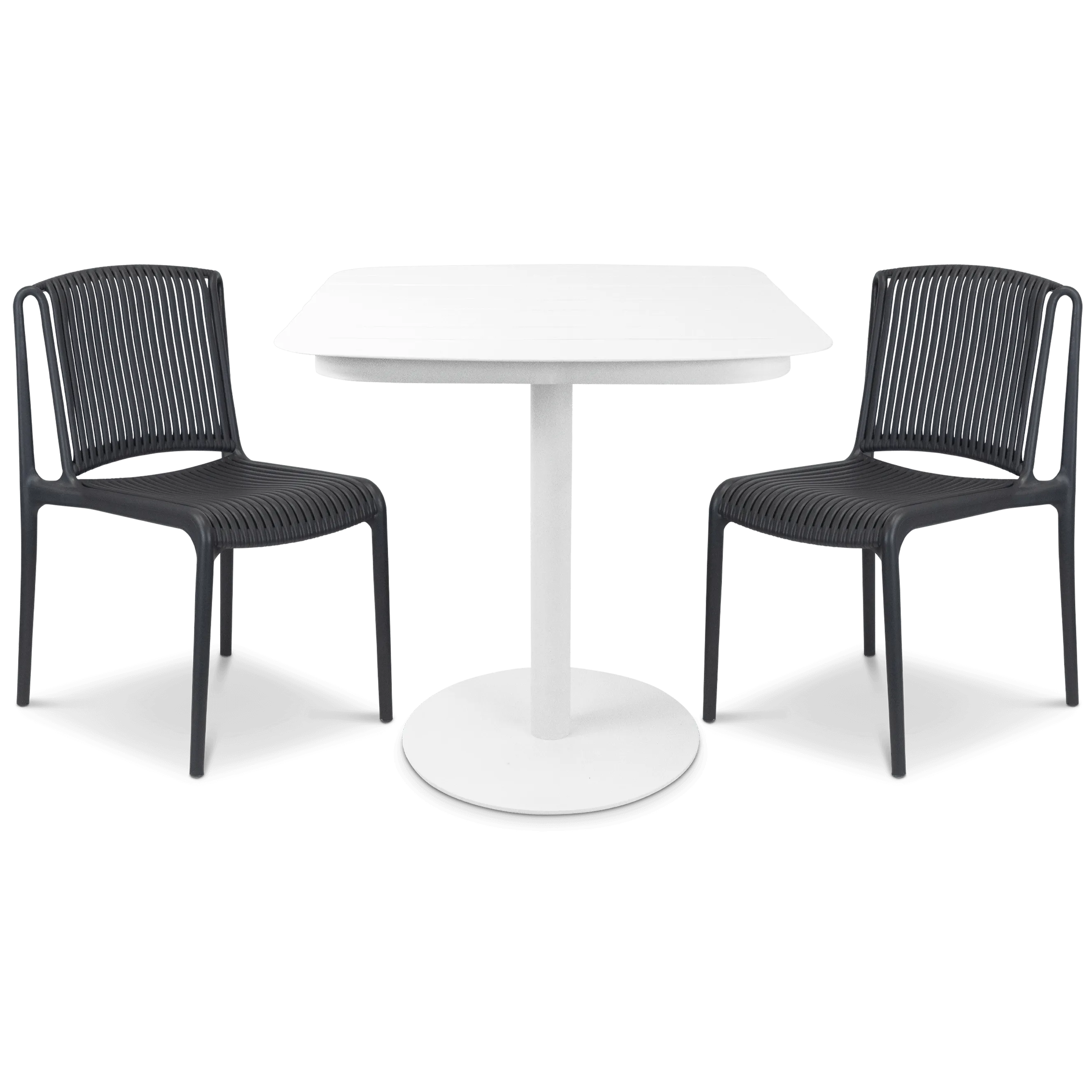 Cafe Collection Square 3pc Dining Suite in Arctic White with UV Plastic Chairs (PP)