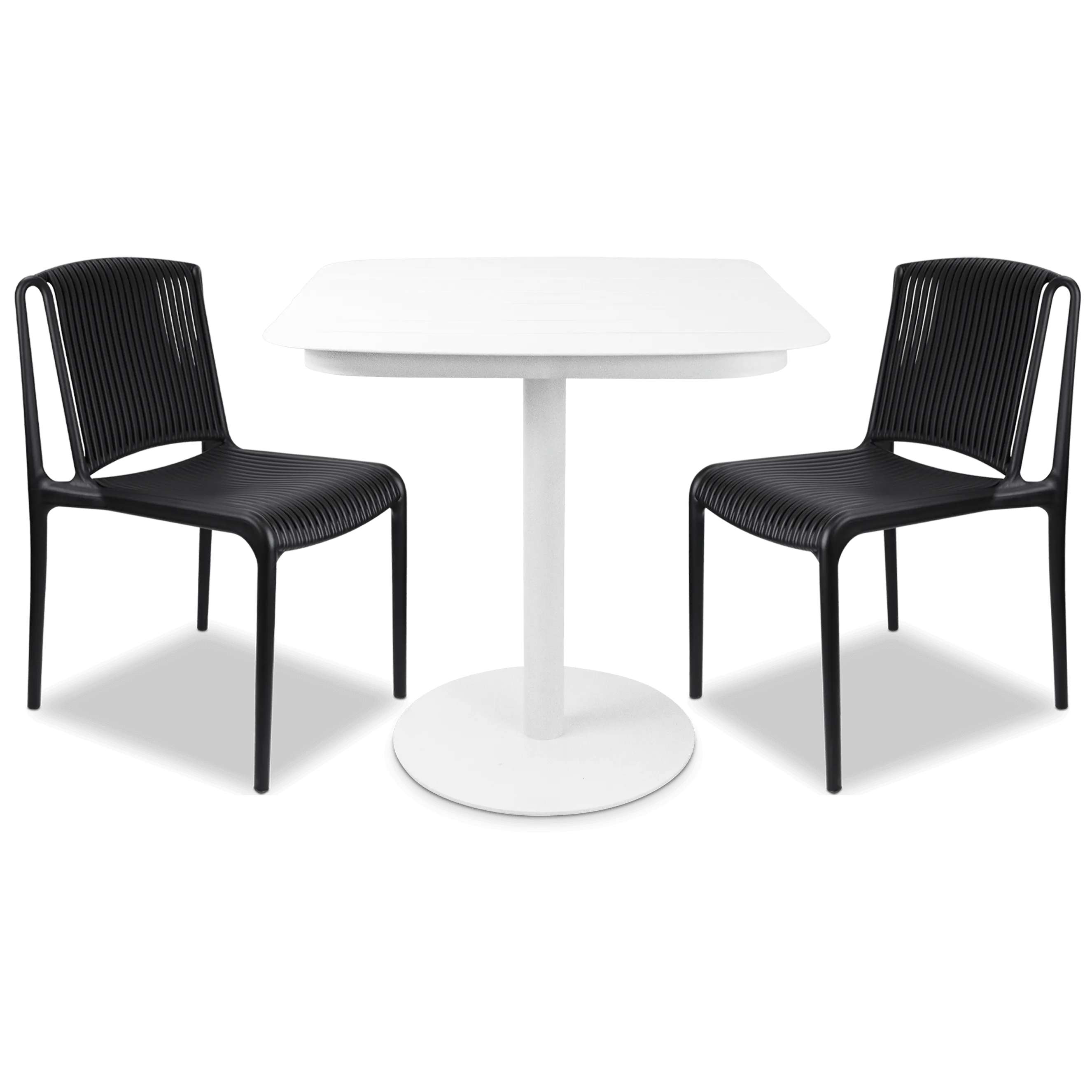 Cafe Collection Square 3pc Dining Suite in Arctic White with UV Plastic Chairs (PP)