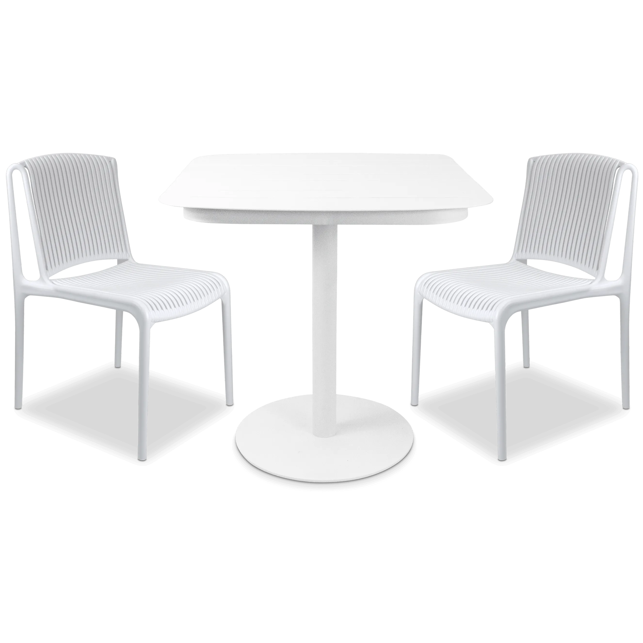 Cafe Collection Square 3pc Dining Suite in Arctic White with UV Plastic Chairs (PP)