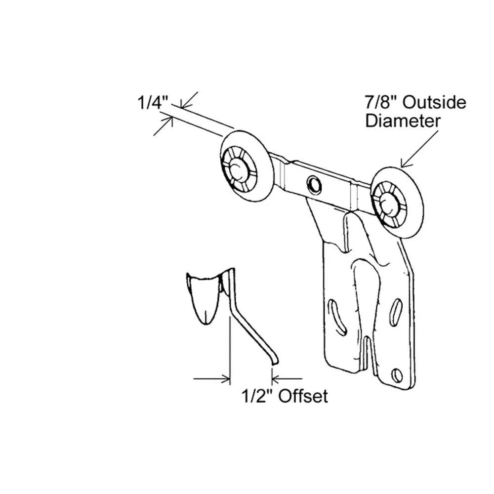 Closet Door 7/8" Tandem Nylon Roller for Acme and Cox Doors - Back