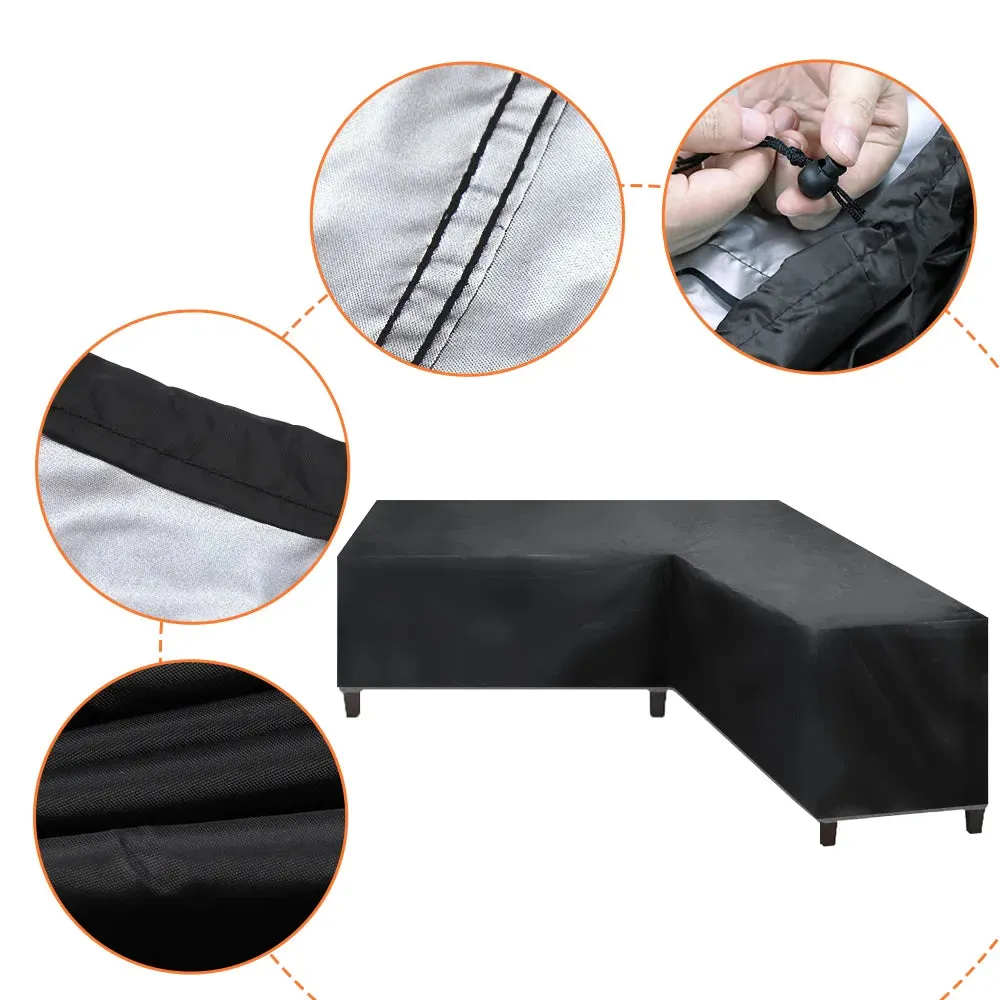 Corner Outdoor Sofa Cover Garden Rattan Corner Furniture Cover v Shape Waterproof Sofa Protect Set All-purpose Dust Covers
