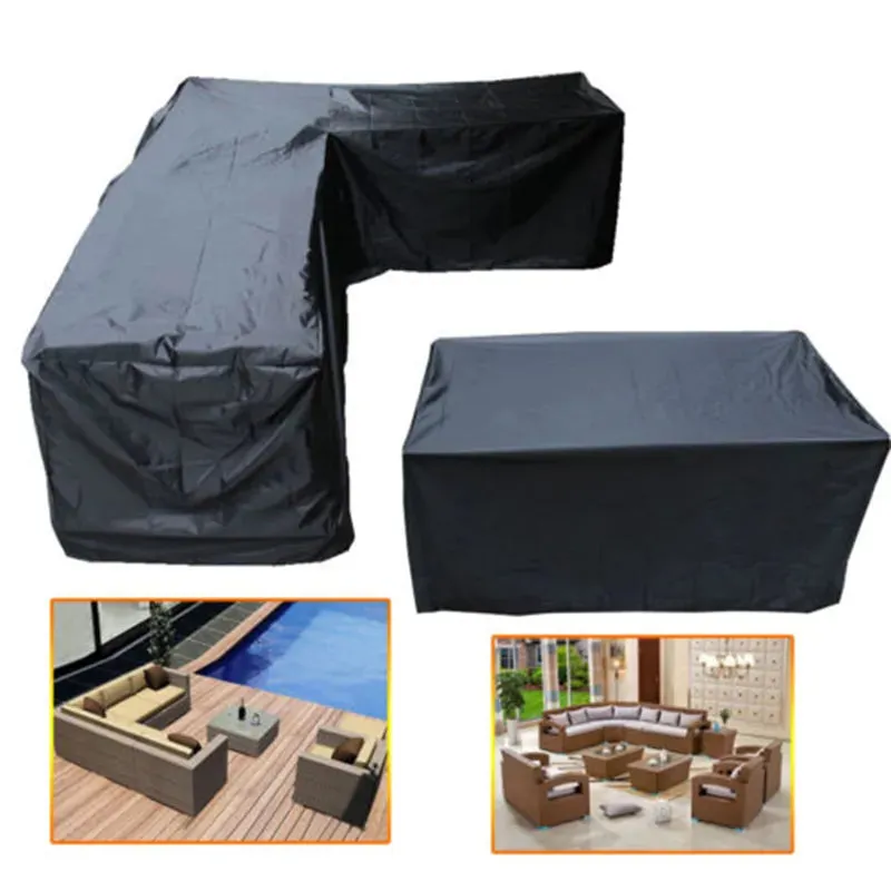 Corner Outdoor Sofa Cover Garden Rattan Corner Furniture Cover v Shape Waterproof Sofa Protect Set All-purpose Dust Covers