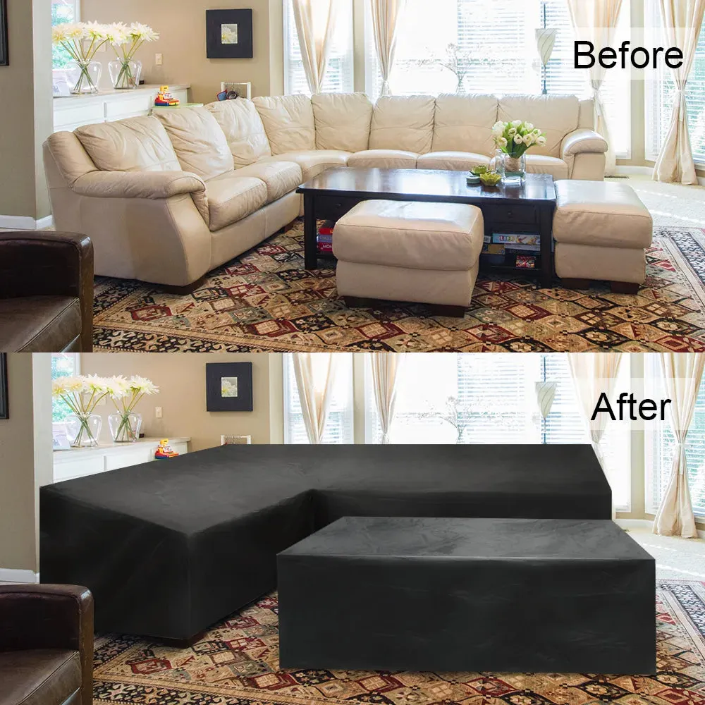 Corner Outdoor Sofa Cover Garden Rattan Corner Furniture Cover v Shape Waterproof Sofa Protect Set All-purpose Dust Covers
