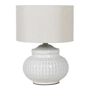 Dinky Cream Dimple Lamp with Linen Shade 40cm