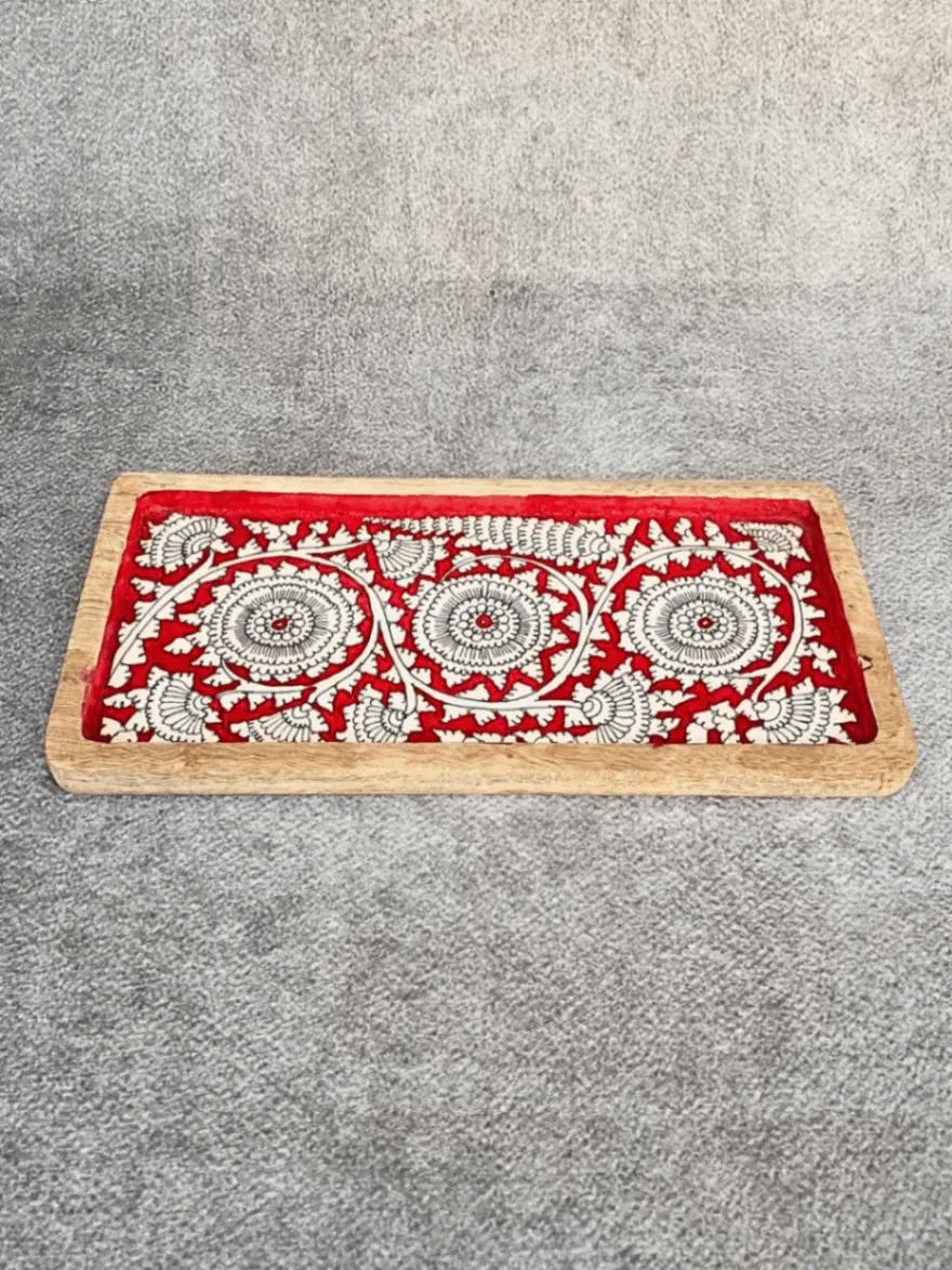 Kalamkari Tray Red