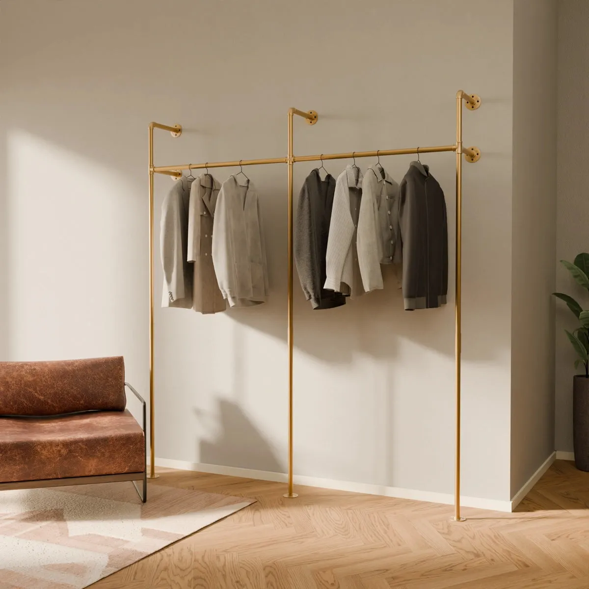 KIM II Gold – Gold clothes rail | gold hanging clothes rail