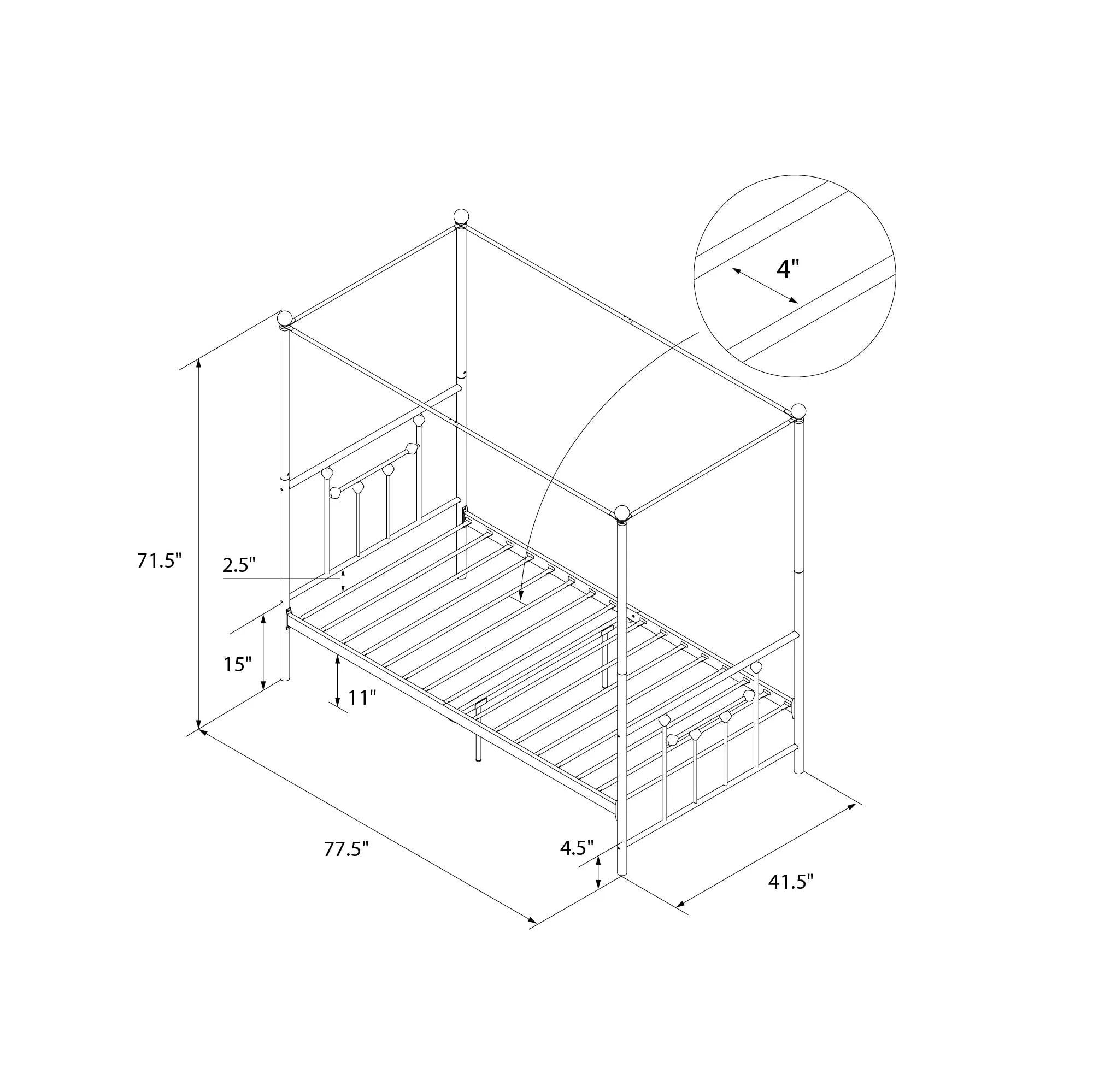 Manila Metal Canopy Bed Frame