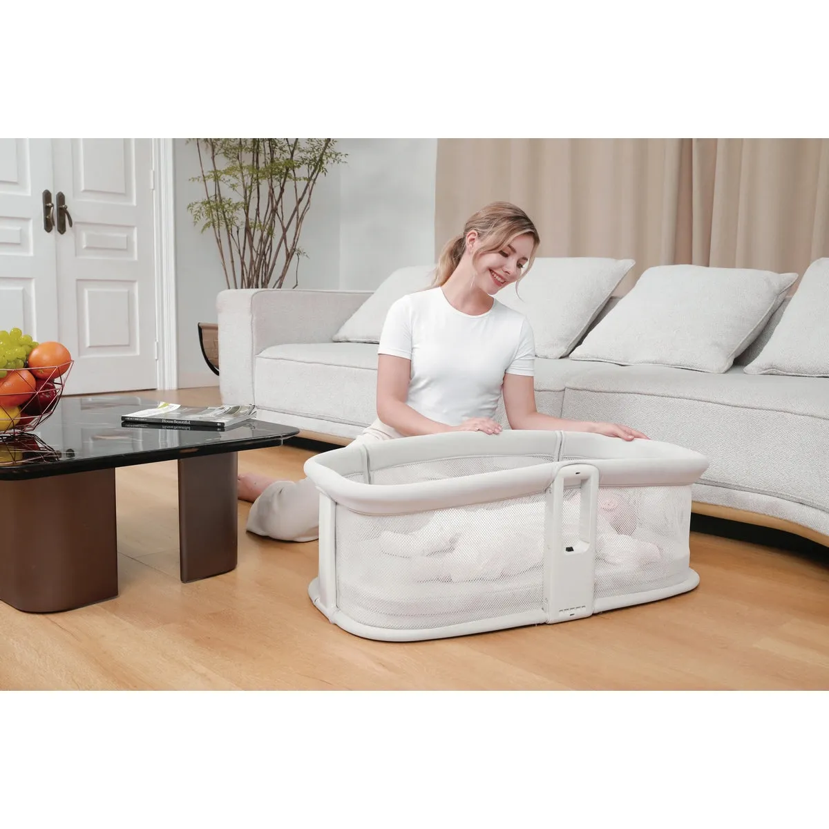 Mastela Bassinet Dream Starlight Bedside Bassinet Lite Grey Birth  to 12M