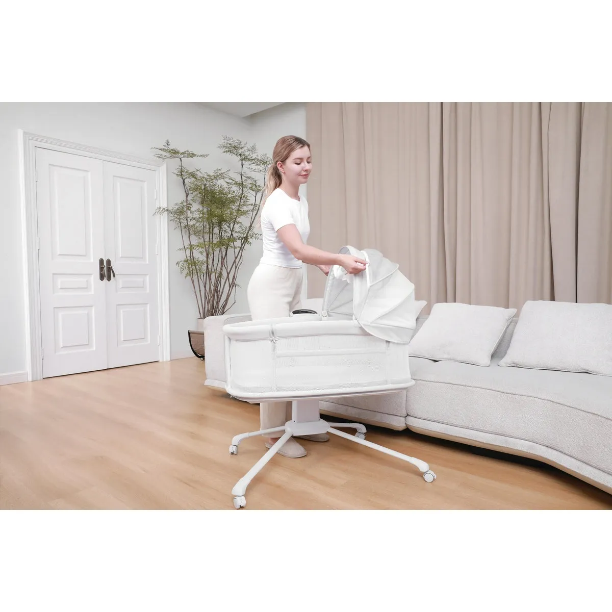Mastela Bassinet Dream Starlight Bedside Bassinet Lite Grey Birth  to 12M