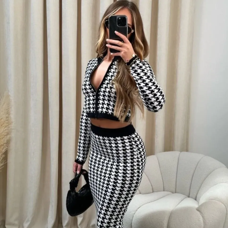 Veronica Luxury Plain Knit Skirt with Sweater