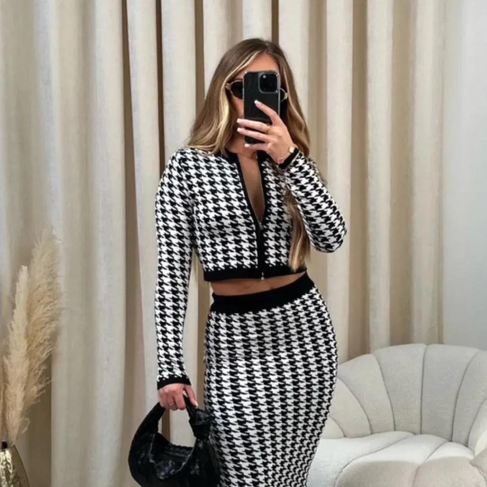 Veronica Luxury Plain Knit Skirt with Sweater